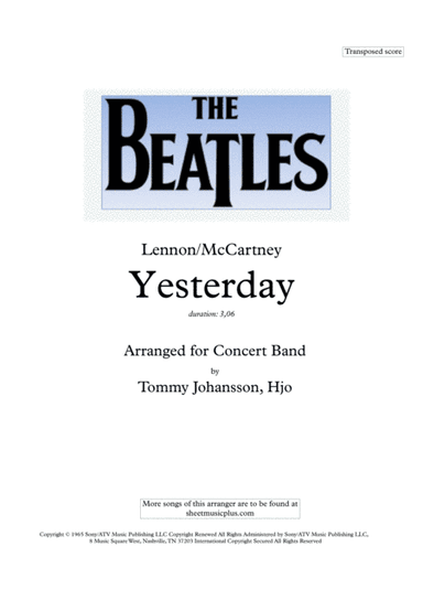 Yesterday (arr. Tommy Johansson, Hjo)