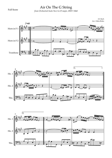Air On The G String (J.S. Bach) for Brass Trio (arr. Fabio Britto)