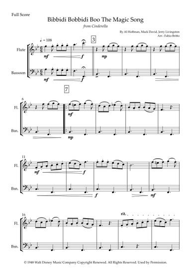Bibbidi-bobbidi-boo (the Magic Song) (arr. Fabio Britto)
