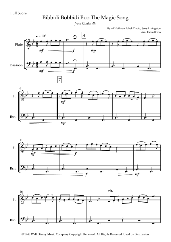 Bibbidi-bobbidi-boo (the Magic Song) (arr. Fabio Britto)