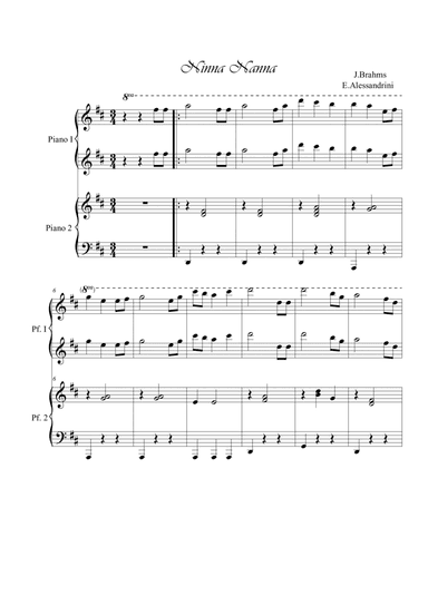 Ninna Nanna di Brahms. Piano 4 hands (arr. Ester Alessandrini)