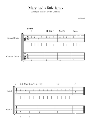 Mary had a little lamb (arr. Davi Rocha Campos)