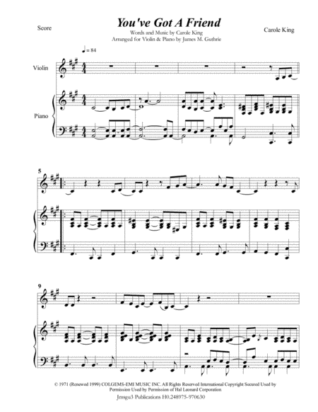 You've Got A Friend (arr. James M. Guthrie, ASCAP)