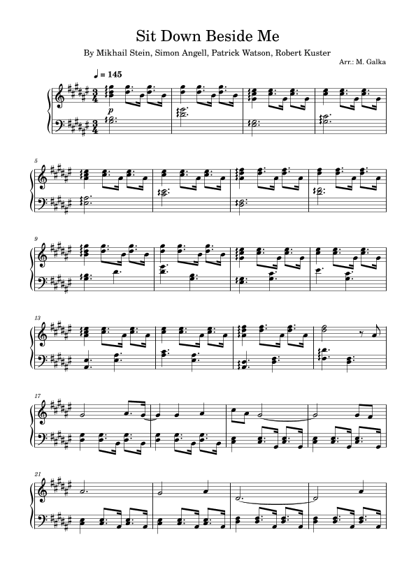 Sit Down Beside Me (arr. M. Galka)