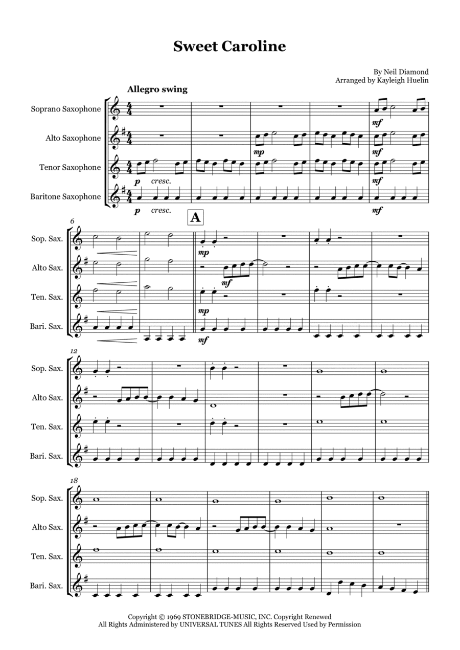 Sweet Caroline (arr. Kayleigh Huelin)