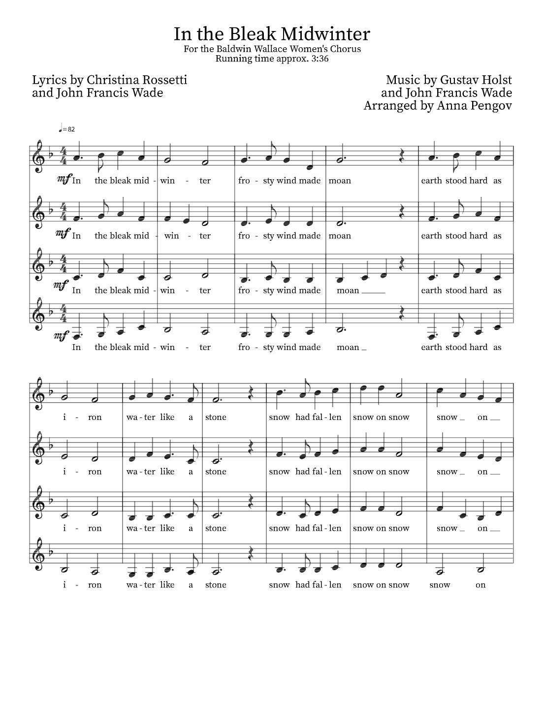 In the Bleak Midwinter (arr. Anna Noel)