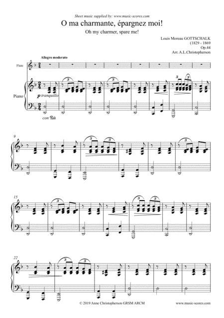 O ma charmante, épargnez moi - Flute and Piano (arr. Anne L Christopherson GRSM ARCM)