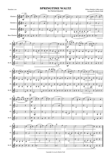 Springtime Waltz for Clarinet Quartet (arr. Martin Todd)