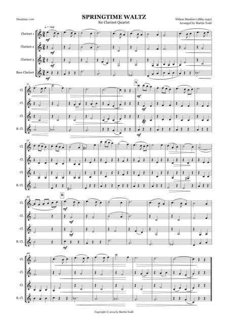 Springtime Waltz for Clarinet Quartet (arr. Martin Todd)