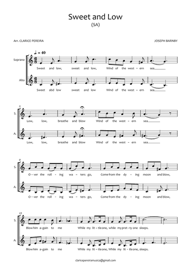Sweet and Low - SOPRANO and ALTO (arr. Clarice Pereira)