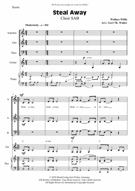Steal Away (arr. Gert Th. Walter)
