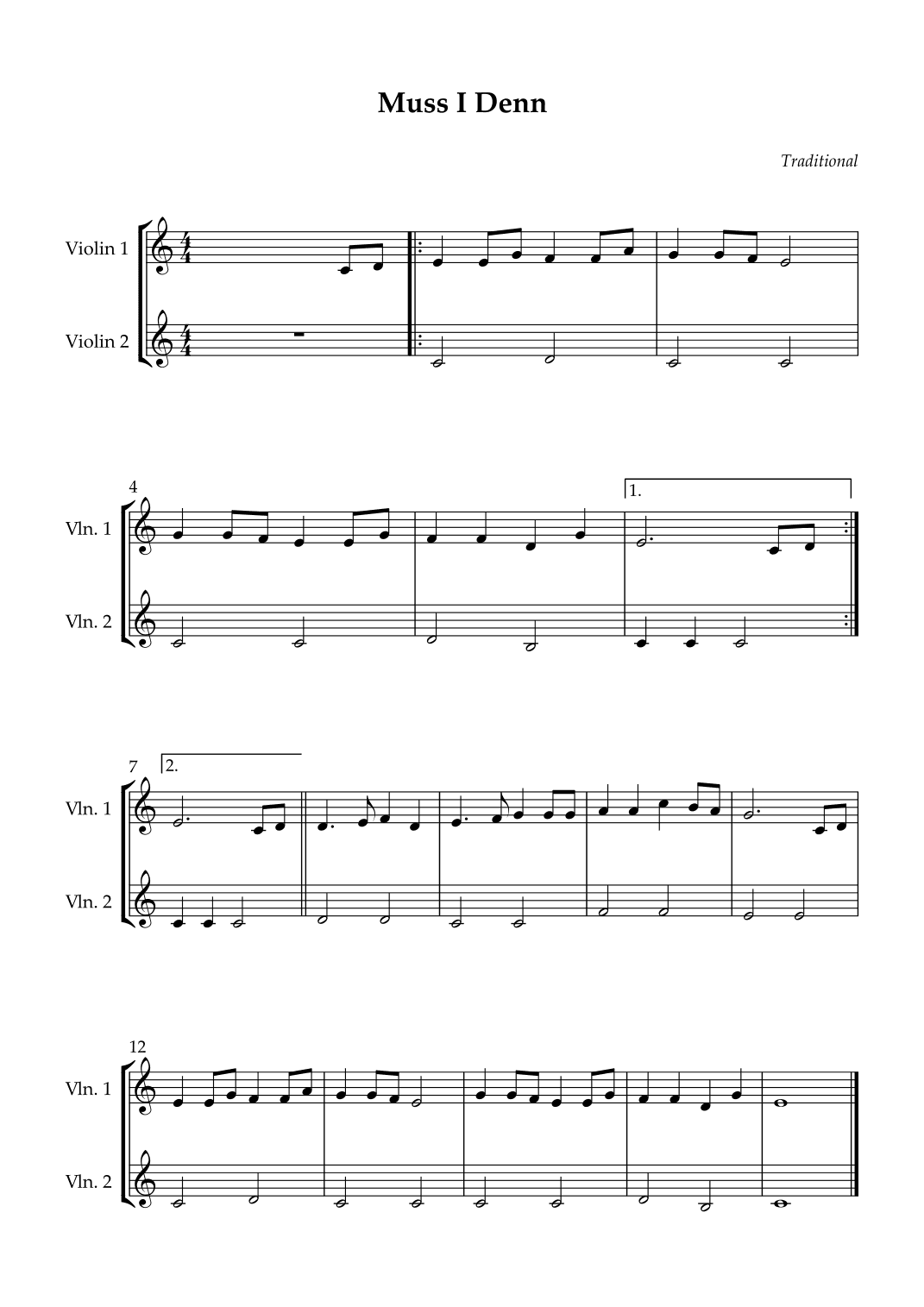 Duet Violin - Muss I Denn (Easy) (arr. Wesley S. SIlva)