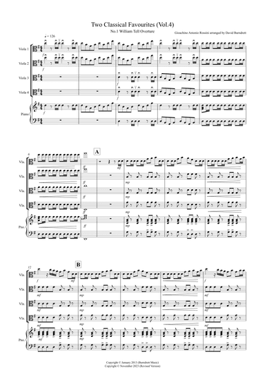 2 Classical Favourites for Viola Quartet (volume four) (arr. David Burndrett)