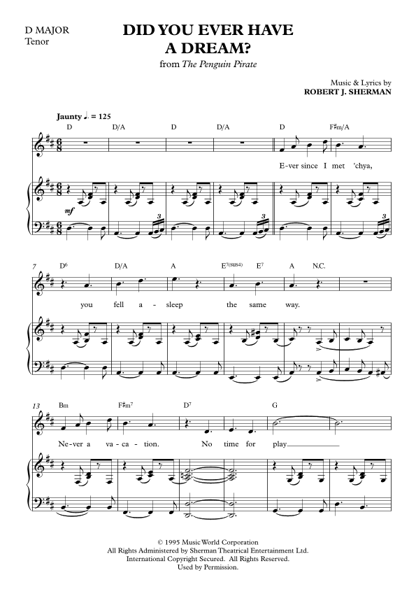 Did You Ever Have A Dream?   (D Major)