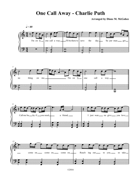 One Call Away (arr. Diane M. McGahee)