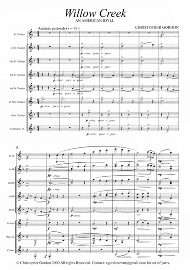 Willow Creek (An American Idyll) for Clarinet Choir