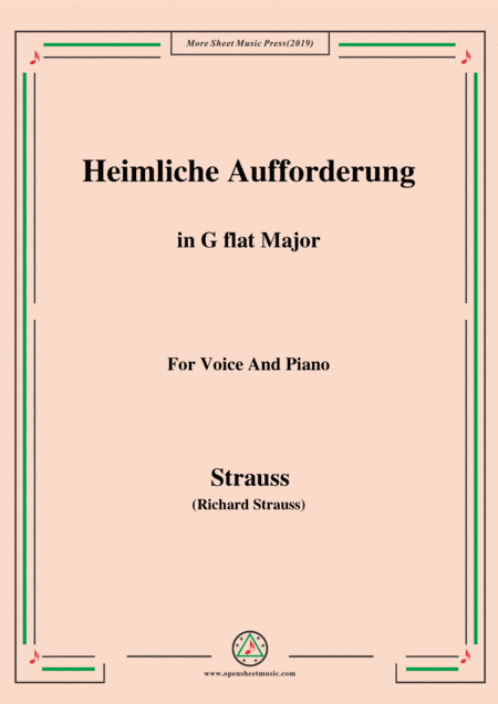 Richard Strauss-Heimliche Aufforderung in G flat Major,for Voice and Piano (arr. MSM)