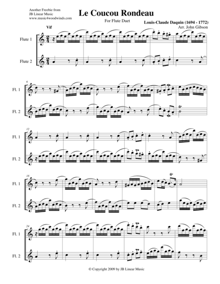 Le Coucou Rondeau (The Cuckoo Rondo) for Woodwind Duets (arr. John Gibson)