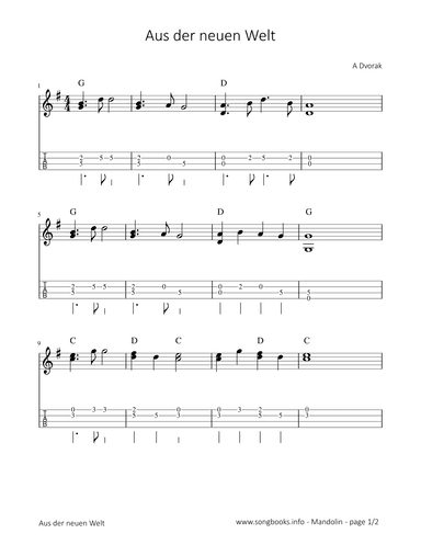 Aus der neuen Welt - A. Dvorak (arr. songbooks.info)