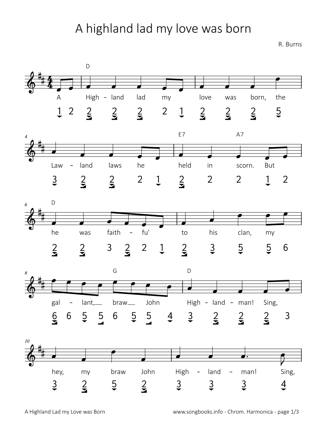 A Highland Lad my love was born (arr. songbooks.info)