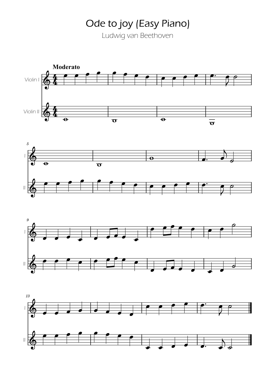 Ode To Joy - Easy Violin Duet (arr. Ygor Nunes)