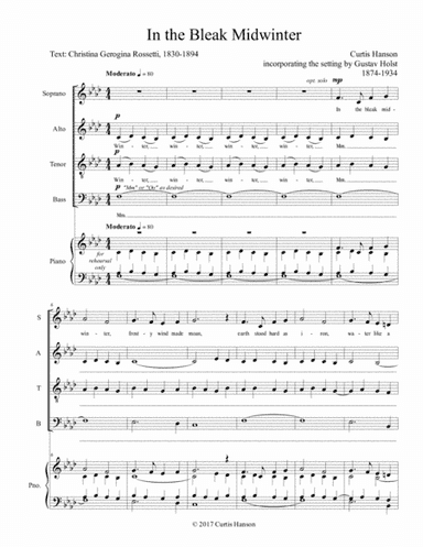 In the Bleak Midwinter (SATB) (arr. Curtis Hanson)
