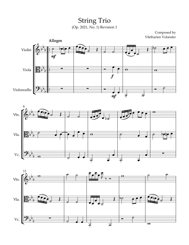 String Trio (Op. 2021, No. 1) - Score Only