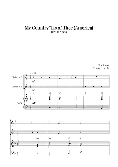 My Country 'Tis of Thee (America) (arr. GDJ)