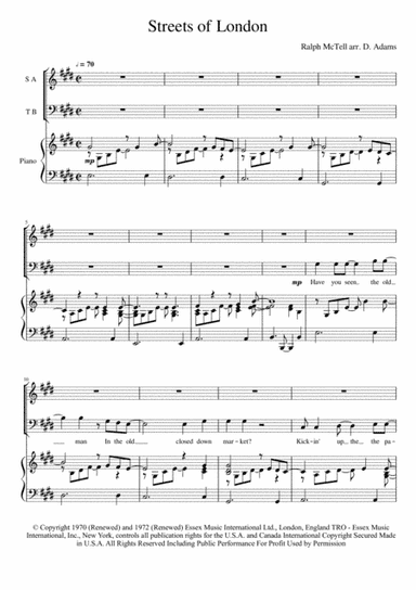 Streets Of London (arr. D. Adams)