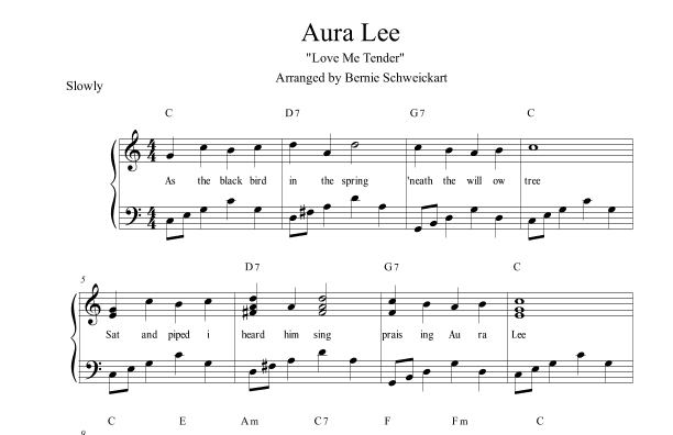 Aura Lee (arr. Bernie Schweickart)