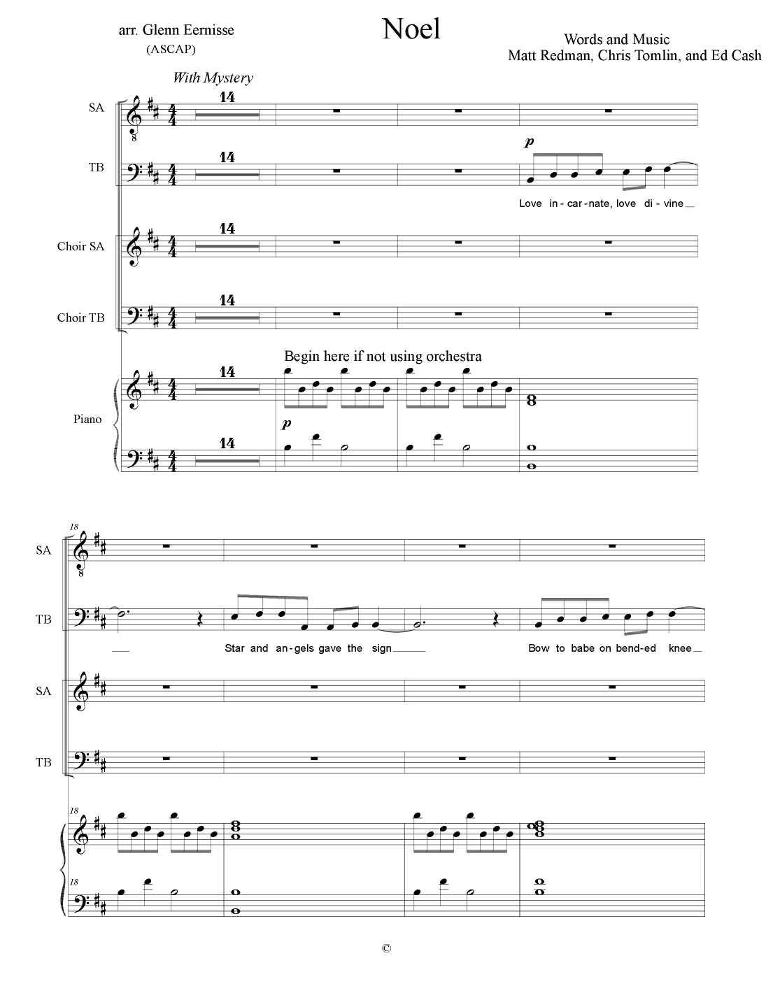 Noel (arr. Glenn Eernisse)