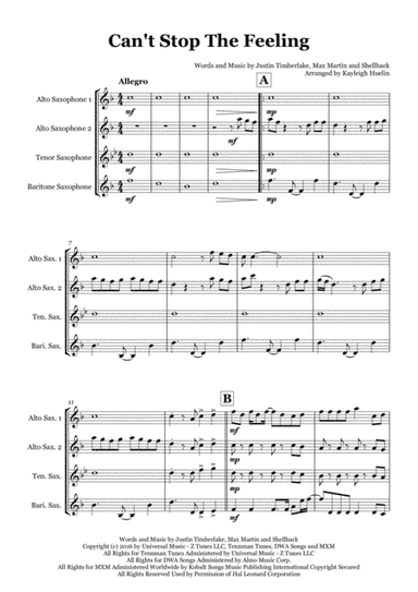 Can't Stop The Feeling! (arr. Kayleigh Huelin)