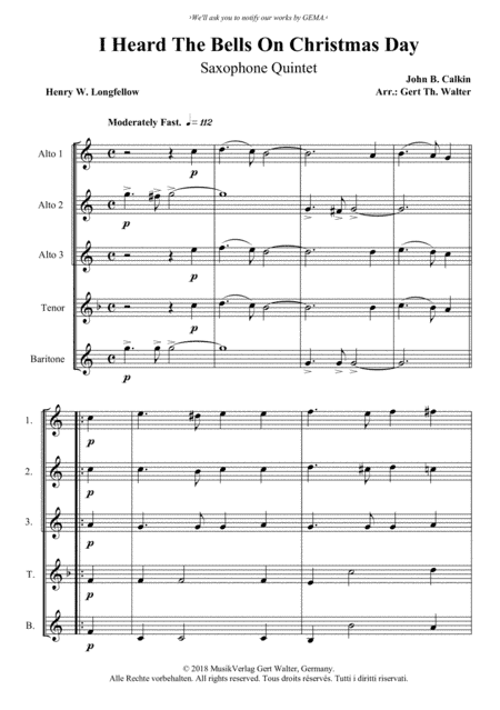 I Heard The Bells On Christmas Day (arr. Gert Th. Walter)