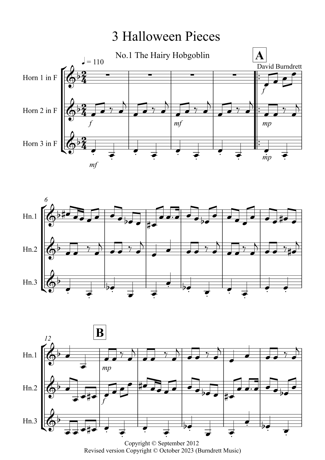 3 Halloween Pieces for Horn Trio