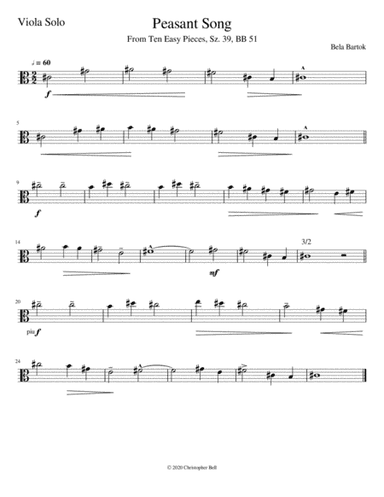 Bela Bartok - Peasant Song - Viola Solo (arr. Christopher Bell)