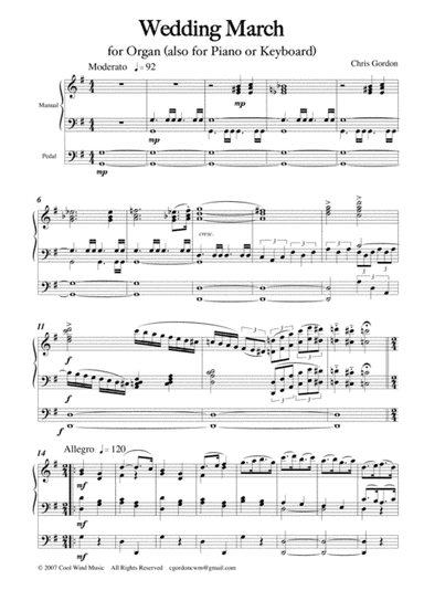 Wedding (or Occasional) March for Organ (or Piano/Keyboard)