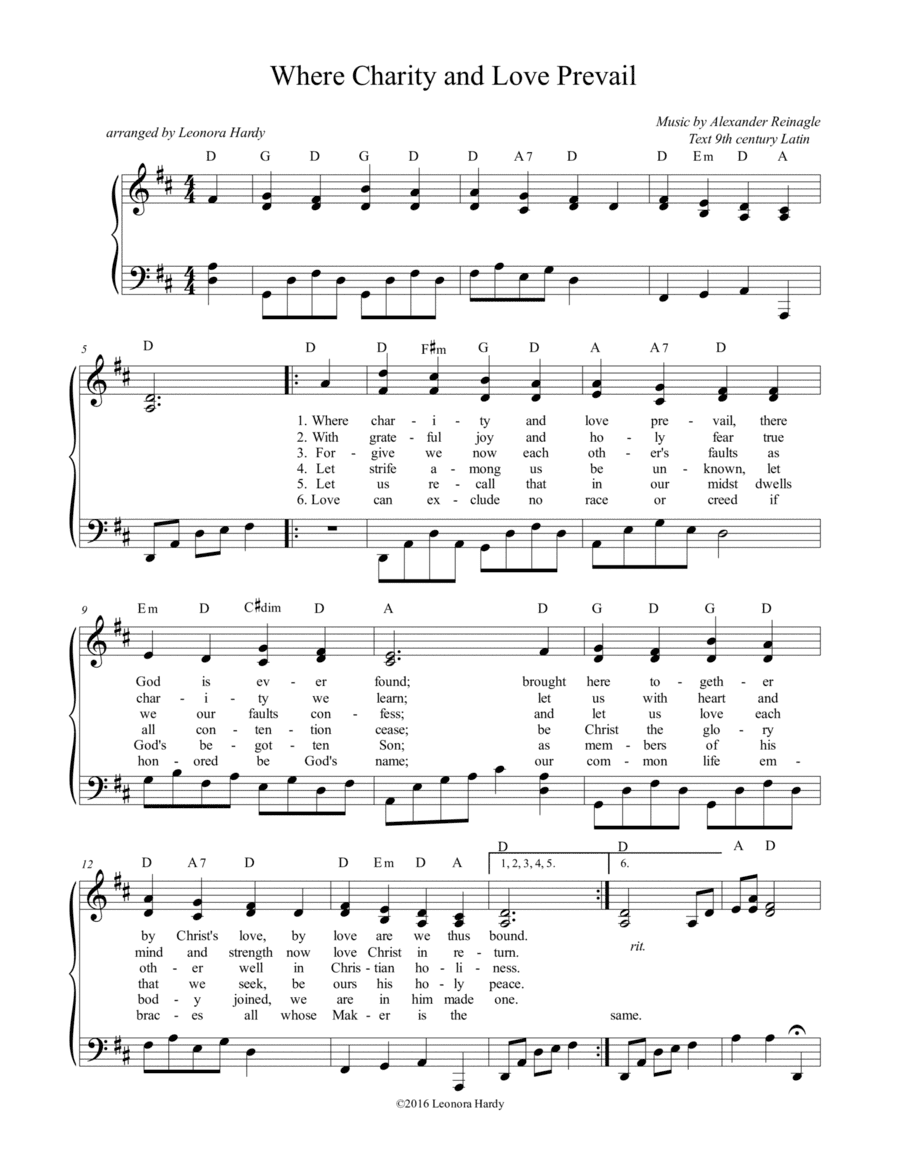 Where Charity and Love Prevail (arr. Leonora Hardy)