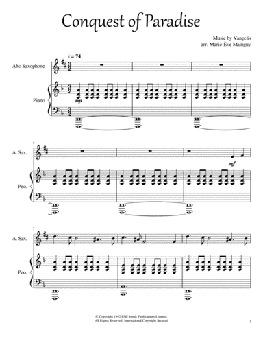 Conquest Of Paradise (arr. Marie-Ève Mainguy)