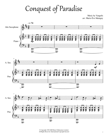 Conquest Of Paradise (arr. Marie-Ève Mainguy)