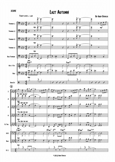 Last Autumn for jazz trombone quintet and rhythm section