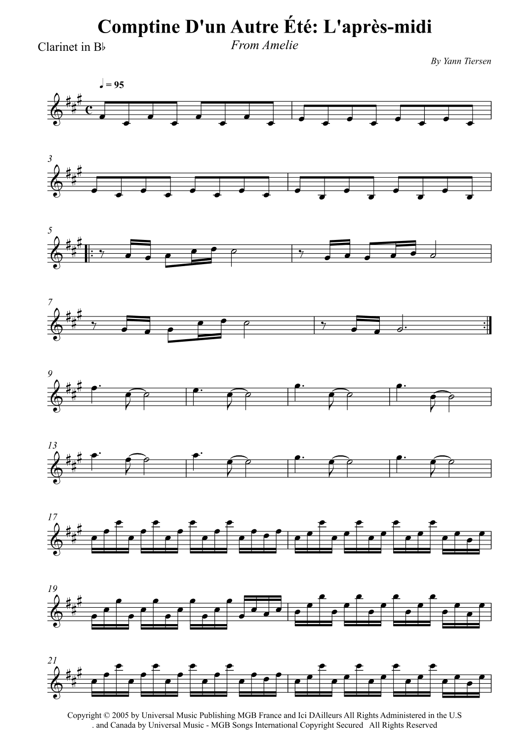 Comptine D'un Autre Été: L'après-midi (arr. Wesley S. SIlva)