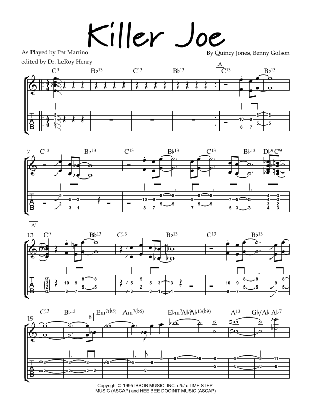 Cool Joe, Mean Joe (killer Joe) (arr. edited by LeRoy Henry)