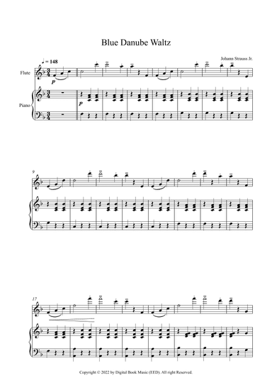 Blue Danube Waltz - Johann Strauss Jr. (Flute + Piano) (arr. Digital Book Music)