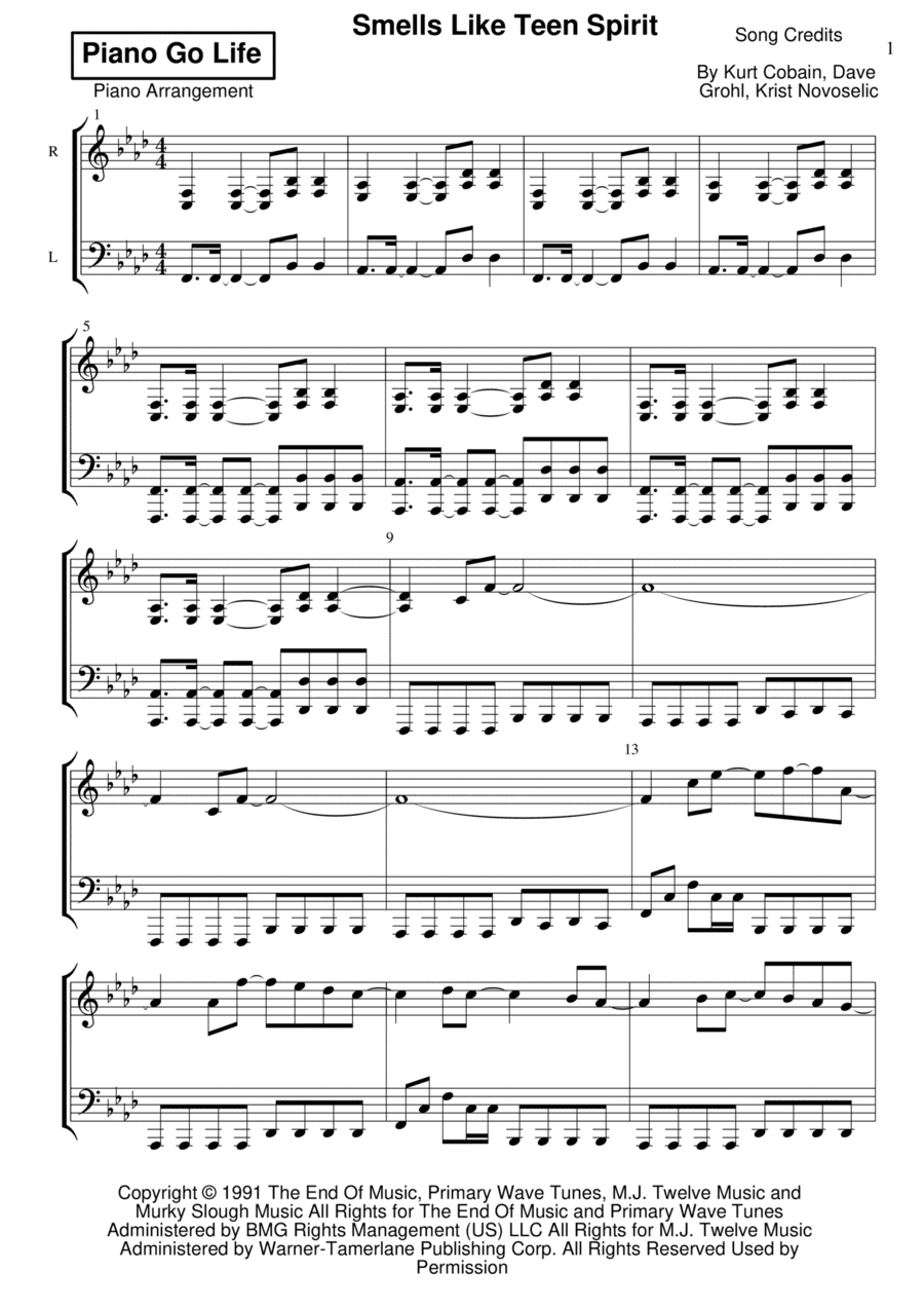 Smells Like Teen Spirit (arr. Piano Go Life)