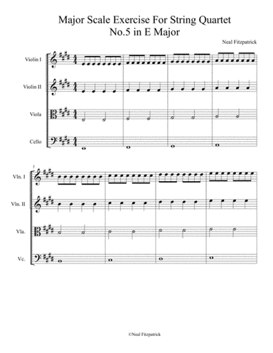 Major Scale Exercise For String Quartet No.5 in E Major