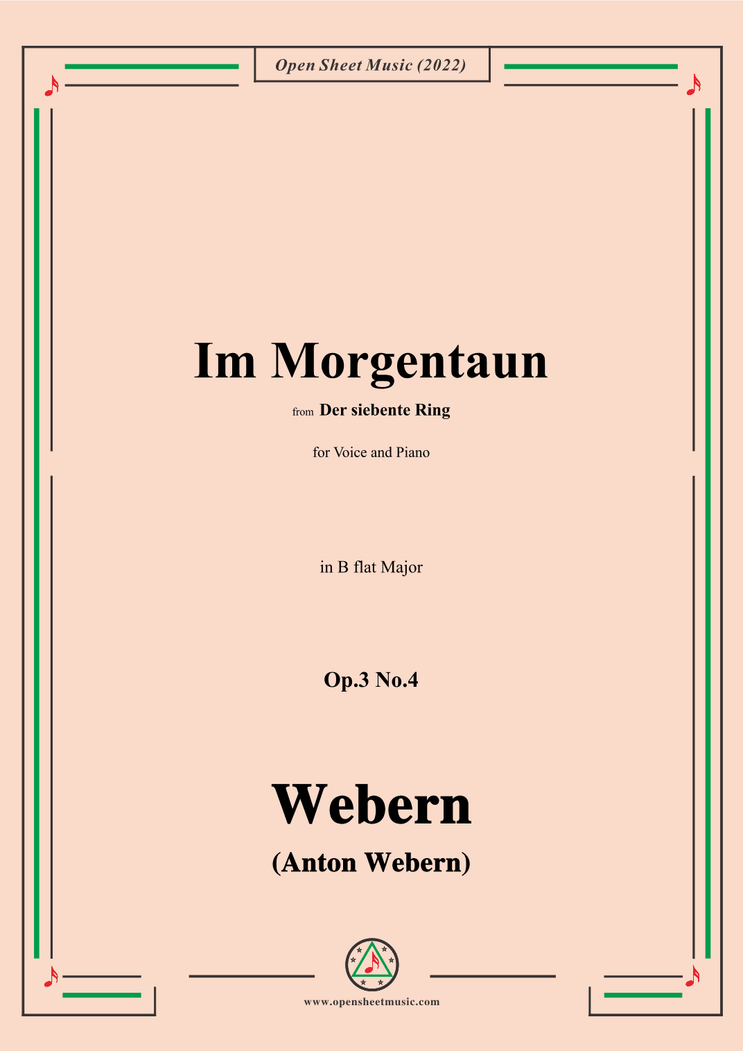 Webern-Im Morgentaun,Op.3 No.4,in B flat Major (arr. OSM Press)