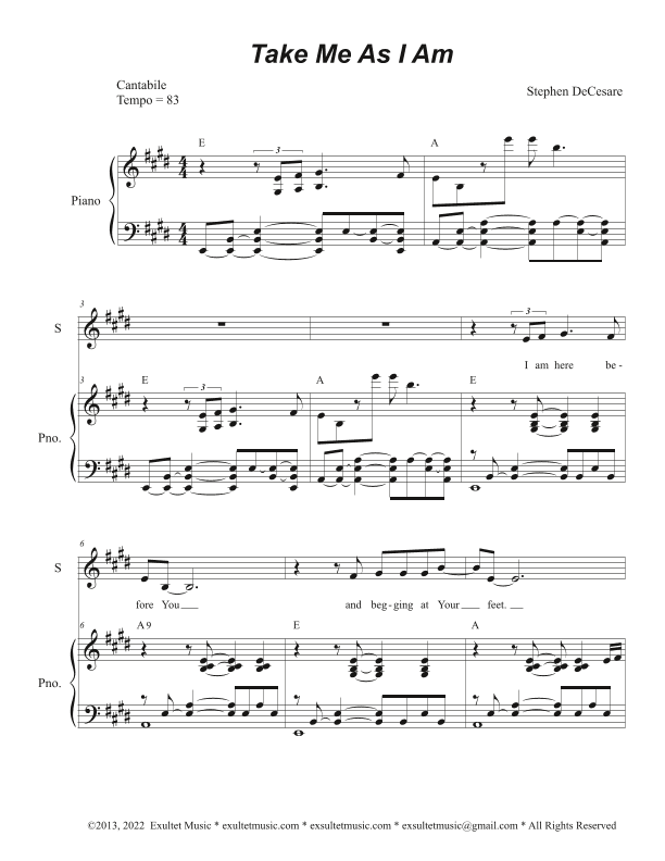 Take Me As I Am (Duet for Soprano and Alto solo)
