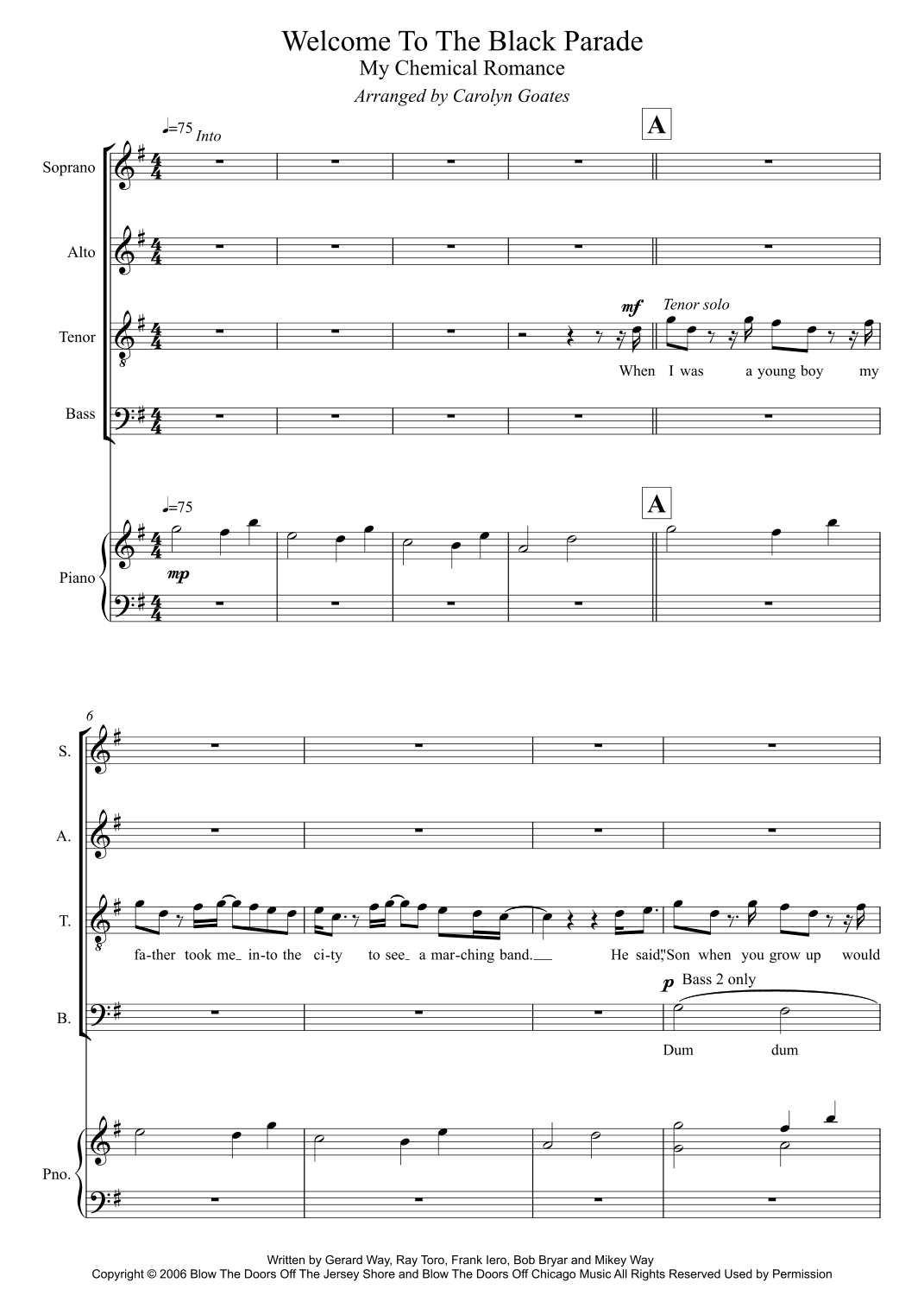Welcome To The Black Parade (arr. Carolyn Goates)