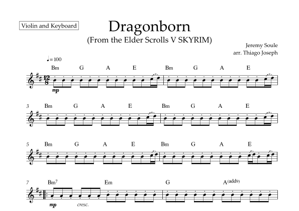 Dragonborn (skyrim Theme) (arr. Thiago Joseph)