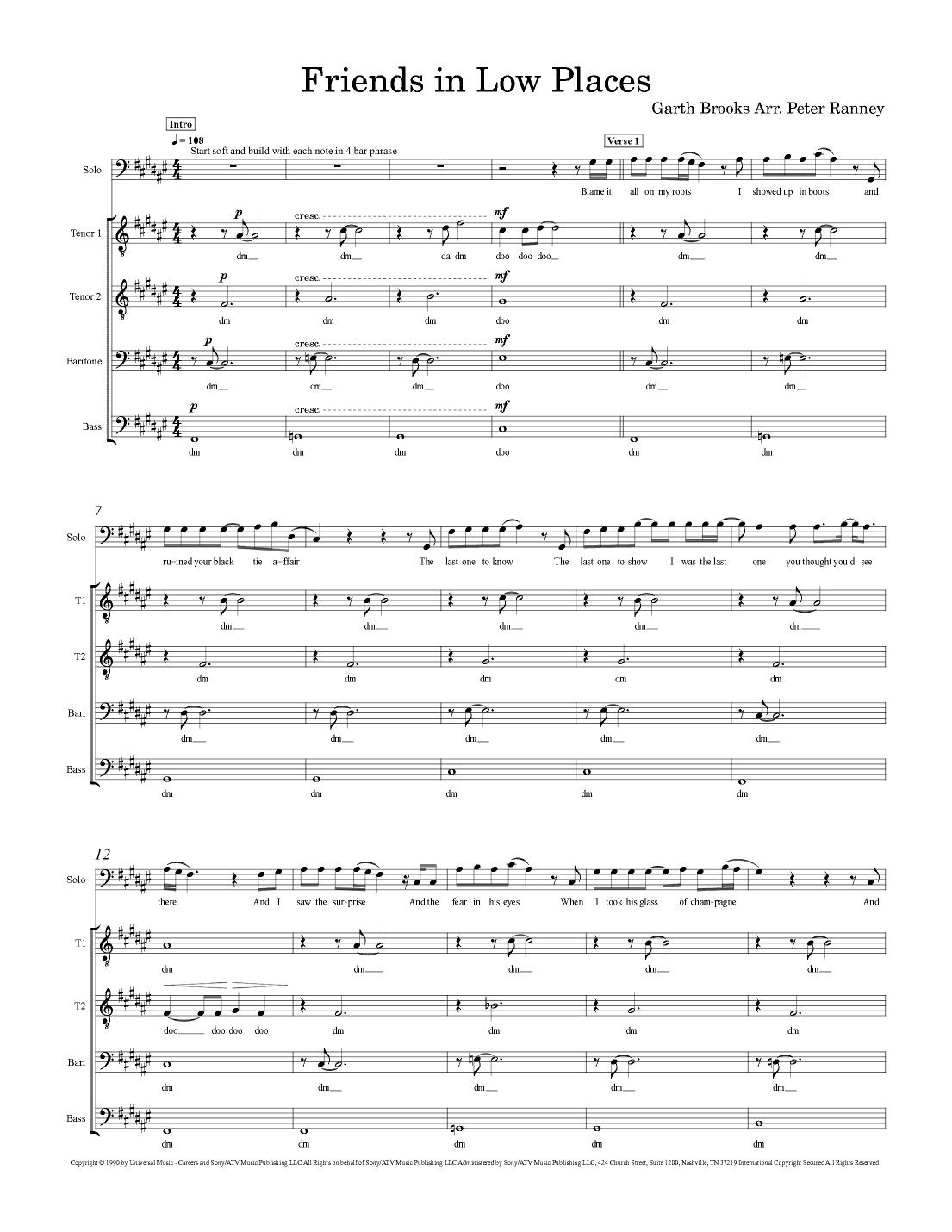 Friends In Low Places (arr. Peter Ranney)